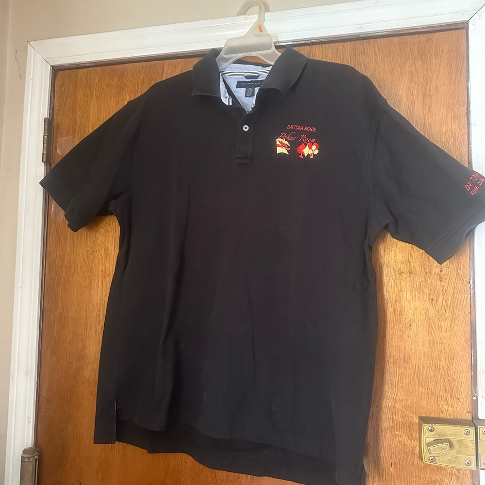 Lucky Shirt DAYTONA BEACH POKER ROOM LOGO Tommy Hilfiger Golf Shirt Blk SZ XXL